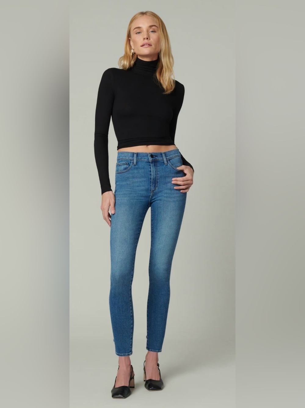 Joe’s Jeans High Rise Skinny Ankle Raw Frayed Hem Blue Jeans